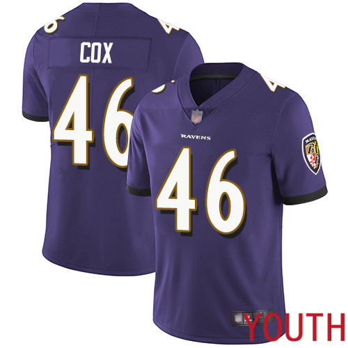 Baltimore Ravens Limited Purple Youth Morgan Cox Home Jersey NFL Football 46 Vapor Untouchable